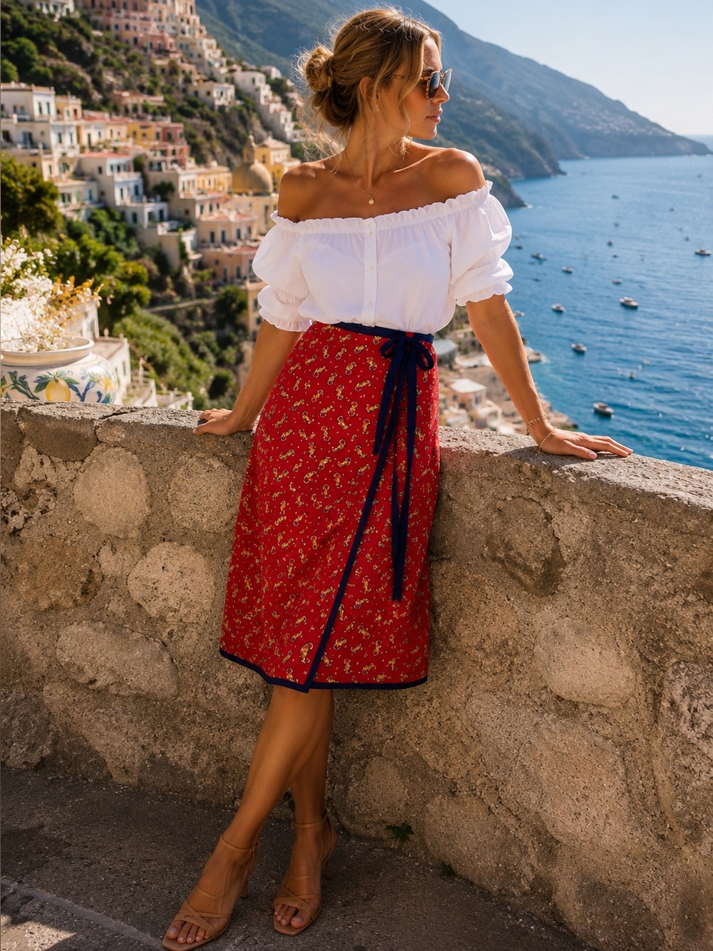 Vintage French Paisley Print Reversible Wrap Skirt